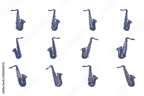 blue saxophone musical instrument pattern