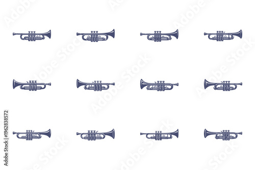 trumpet icons on white background, musical instruments