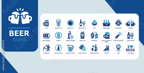 Beer and Brewery Symbols – Craft, Bar and Beverage Culture Icon Collection