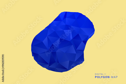 Nauru Map - Low poly polygon map in deep blue gradient on soft beige background, modern minimal geometric design, clean abstract vector illustration with faceted triangulated style.