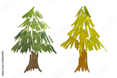 木の水彩イラスト