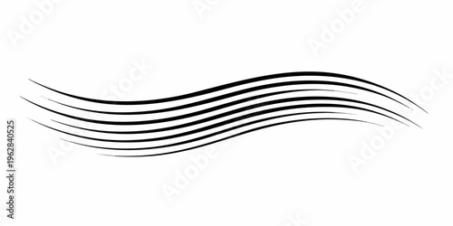 Abstract wave design composed of parallel black lines on white background