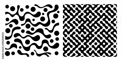 Abstract black and white patterns showcasing organic and geometric shapes