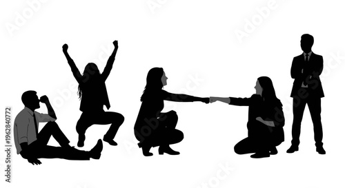 Startup Team Collaboration & Celebration Silhouette