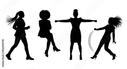 Business Woman Power Pose & Leadership Silhouette Set