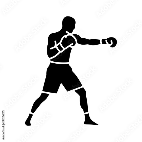 Boxer Throwing Punch Vector Icon