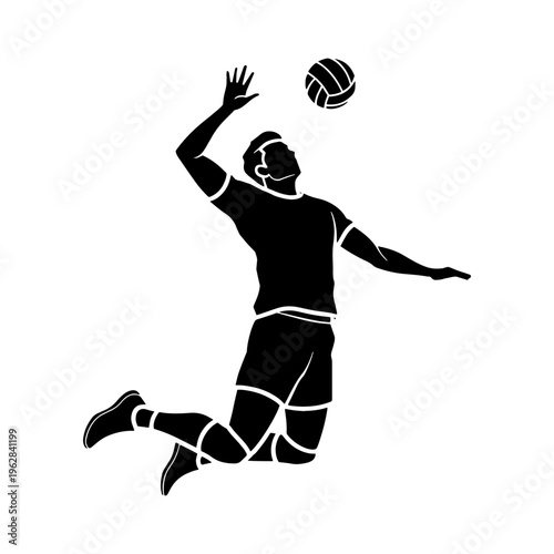 Volleyball Player Jumping Vector Icon