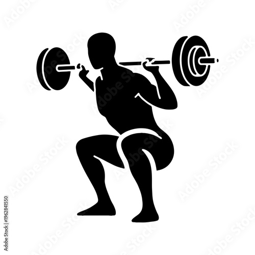 Weightlifter Squatting Vector Icon