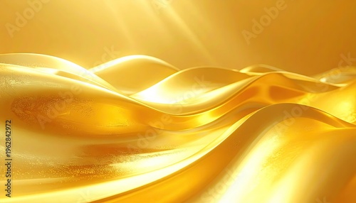 Abstract golden waves ripple under soft, warm light in a smooth, fluid form