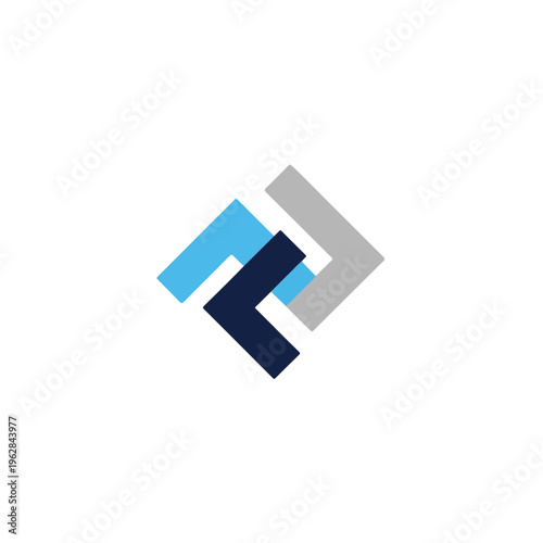 Modern abstract geometric logo with overlapping colorful shapes on white