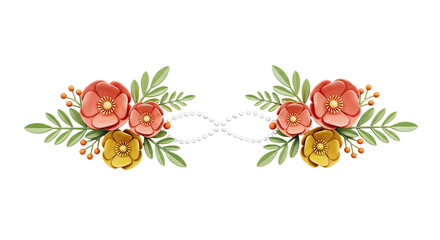 Decorative Floral Border with Pearls