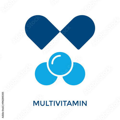 Multivitamin Icon Dual Tone Style. Vector Illustration For Graphic Design