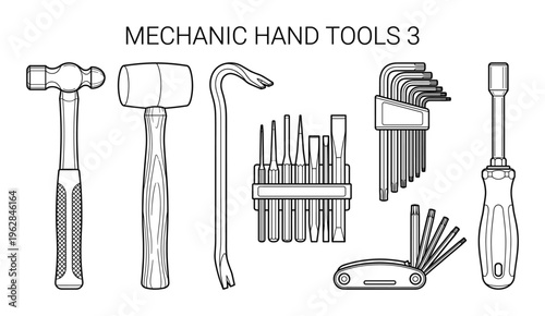 Various mechanic hand tools on a transparent background vector art