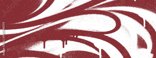 Maroon and white swirling spray paint strokes and drips, abstract organic graffiti style for graphic design backgrounds and textures
