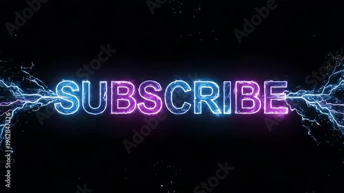 Dynamic Subscribe Button Animation with Electric Neon Glow and Lightning Effects.