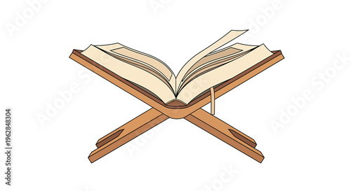 Open Book on Wooden Stand Display.