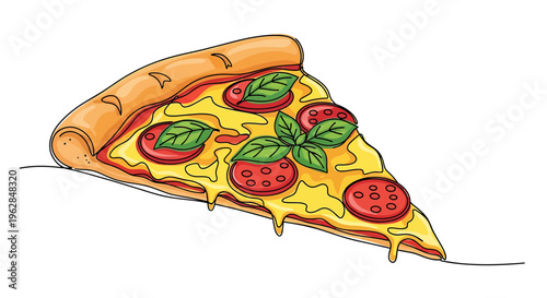 Slice of Pizza with Tomatoes and Basil.