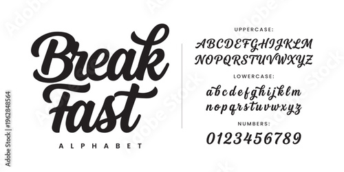 Breakfast elegant script font with smooth swashes and vintage cursive style for food cafe menu restaurant branding