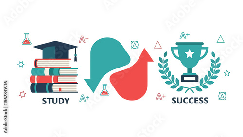 Abstract Education Illustration with Books Science and Learning Symbols
