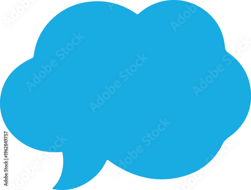 Blue Speech Bubble Icon, Communication Symbol on White Background
