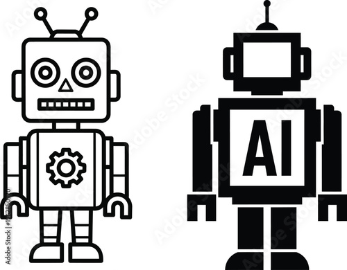 Two cartoon robots representing artificial intelligence and robotics