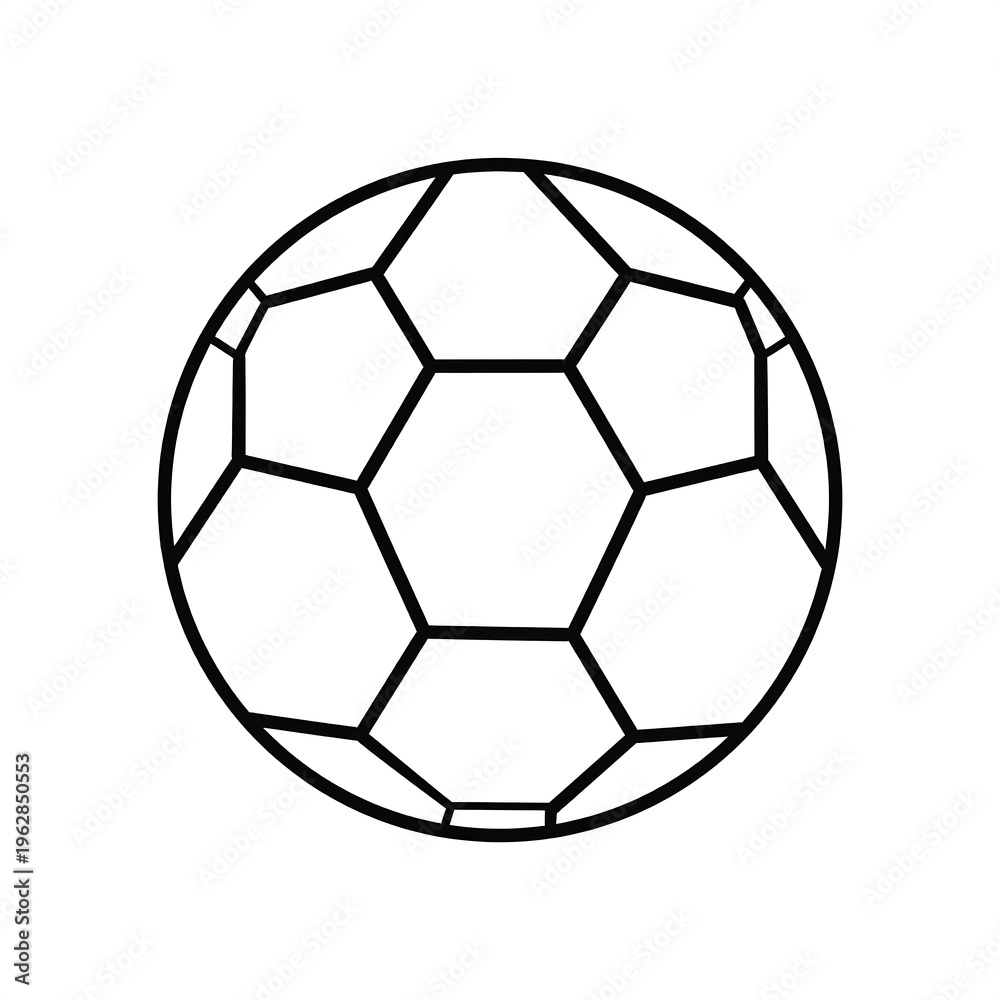 Fototapeta premium Black and white illustration of a soccer ball, geometric polygonal pattern