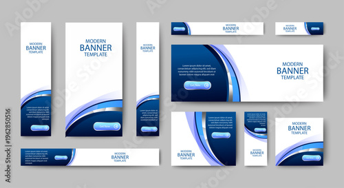 Modern blank abstract blue design banner template. Vector abstract design banner web template.	