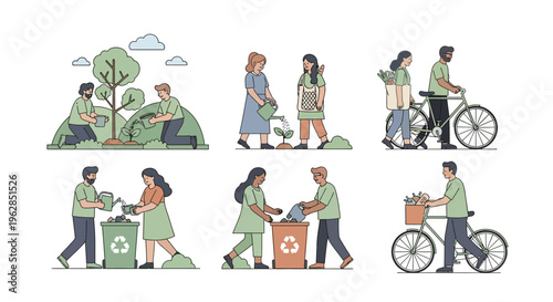 People engaging in eco friendly activities for a sustainable environment together