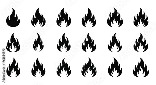 Black flame icons