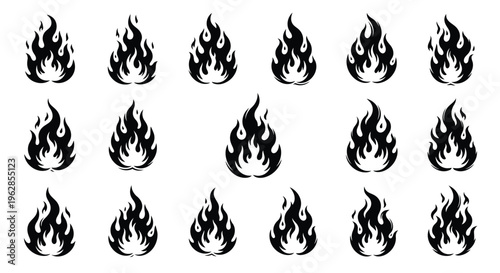 Black flame icons