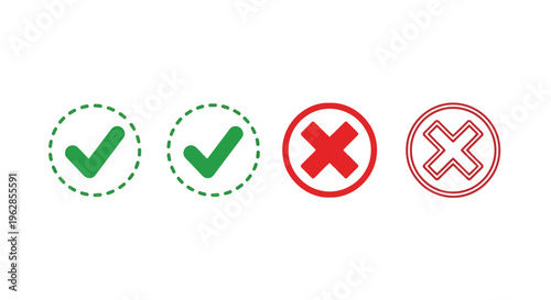 Check and cross icons in different styles