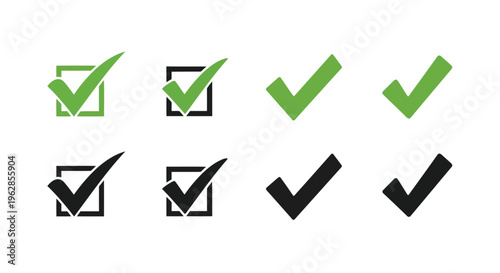 Checkmarks and checkboxes in green and black