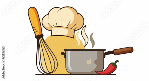 Chef Cooking with Kitchen Tools and Spices