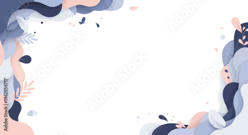 Abstract Organic Shapes Frame, Pastel Colors, Modern Design Elements, Minimalist Background