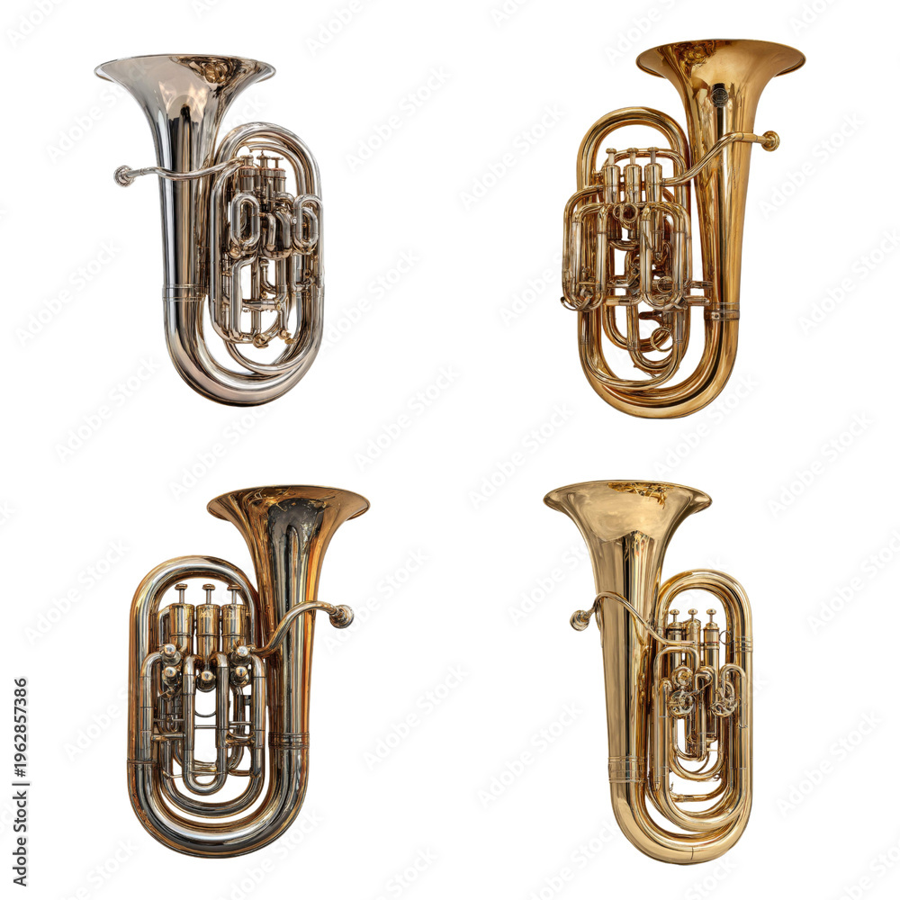 Fototapeta premium Illustration - Euphonium isolate on transparent png.