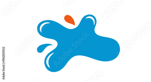 Abstract blue splash with orange droplet, a fluid, dynamic, and energetic design representing motion, creativity, and freshness