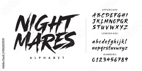Night Mares scary horror brush font with sharp strokes and spooky handwritten style for halloween party flyer design