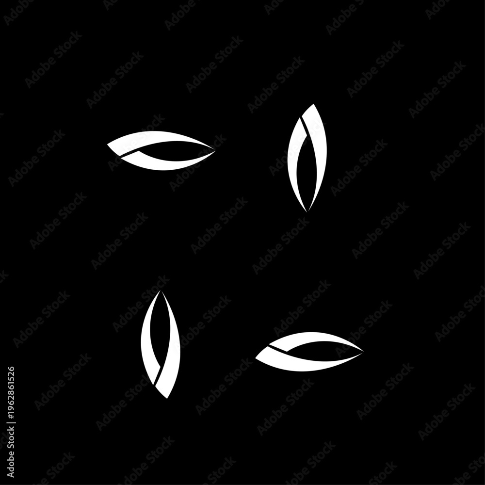 Obraz premium Set of Abstract White Minimalist Geometric Shapes on Black Background