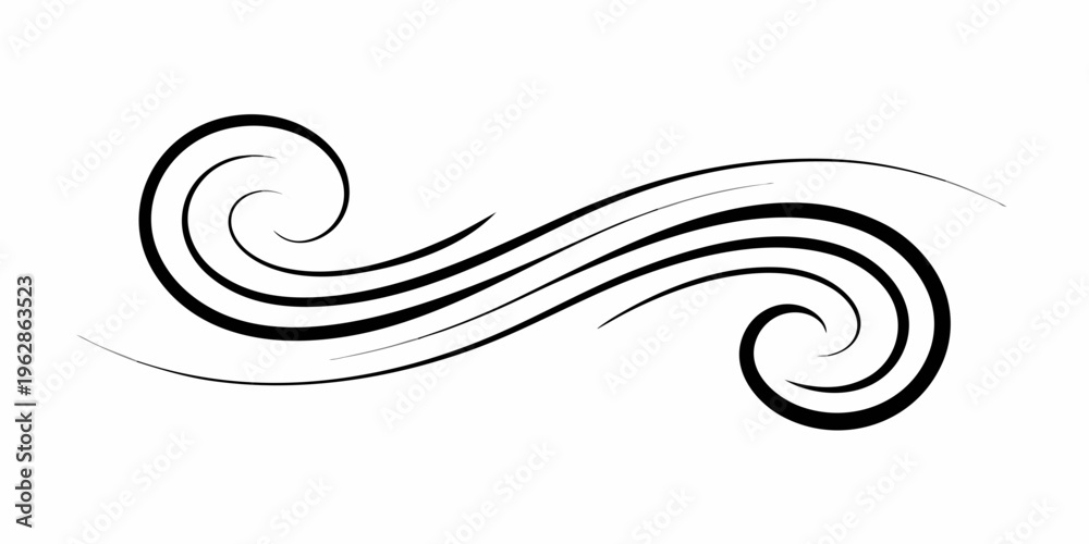 Obraz premium Elegant black swirl design with flowing lines and symmetrical curves