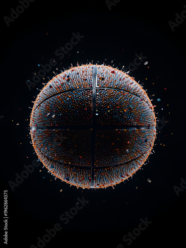 basketball on black background.