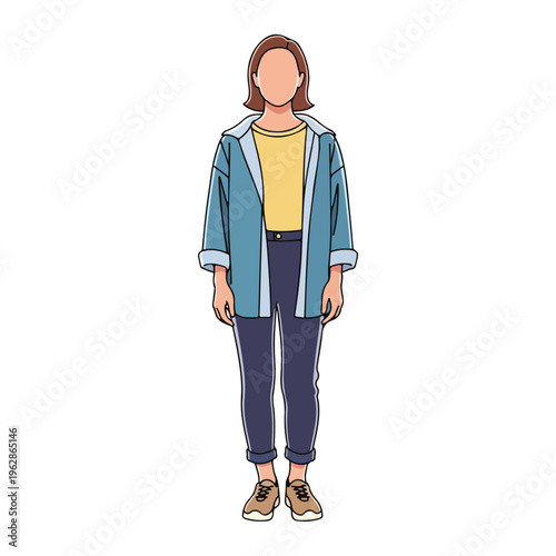 A cartoonish depiction of a person in casual attire and sneakers
