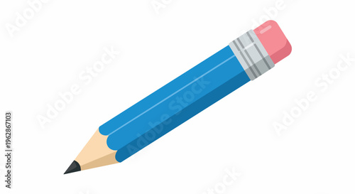 Colorful pencil with pink eraser for drawing and writing purposes
