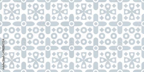 Light gray geometric pattern with repeating floral and diamond shapes