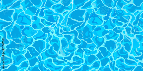 Abstract blue water texture with swirling patterns and light reflections