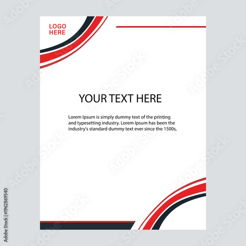 Business letterhead with abstract corner elements and customizable text.