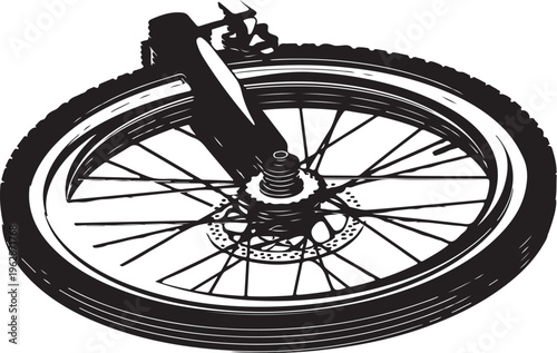 Close-up of a bicycle wheel and brake system