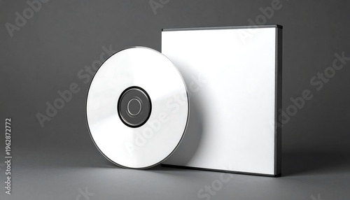Blank CD and Case Mockup on Gray Background.