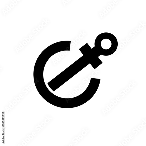 Black Anchor Icon Graphic Logo on White Background