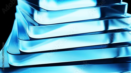 3d rendering of abstract flowing shape animation with blue color