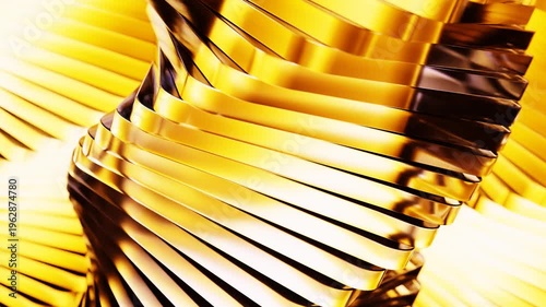 3d rendering of moving abstract golden shape loop animation background